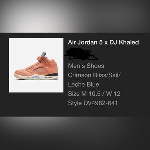 DJ Khalid limited edition Jordan 5 (size 10.5)